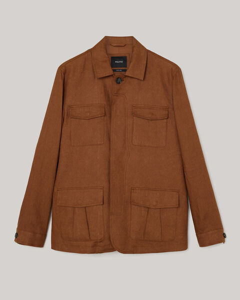 4 Pocket Linen Jacket, Rust, hi-res